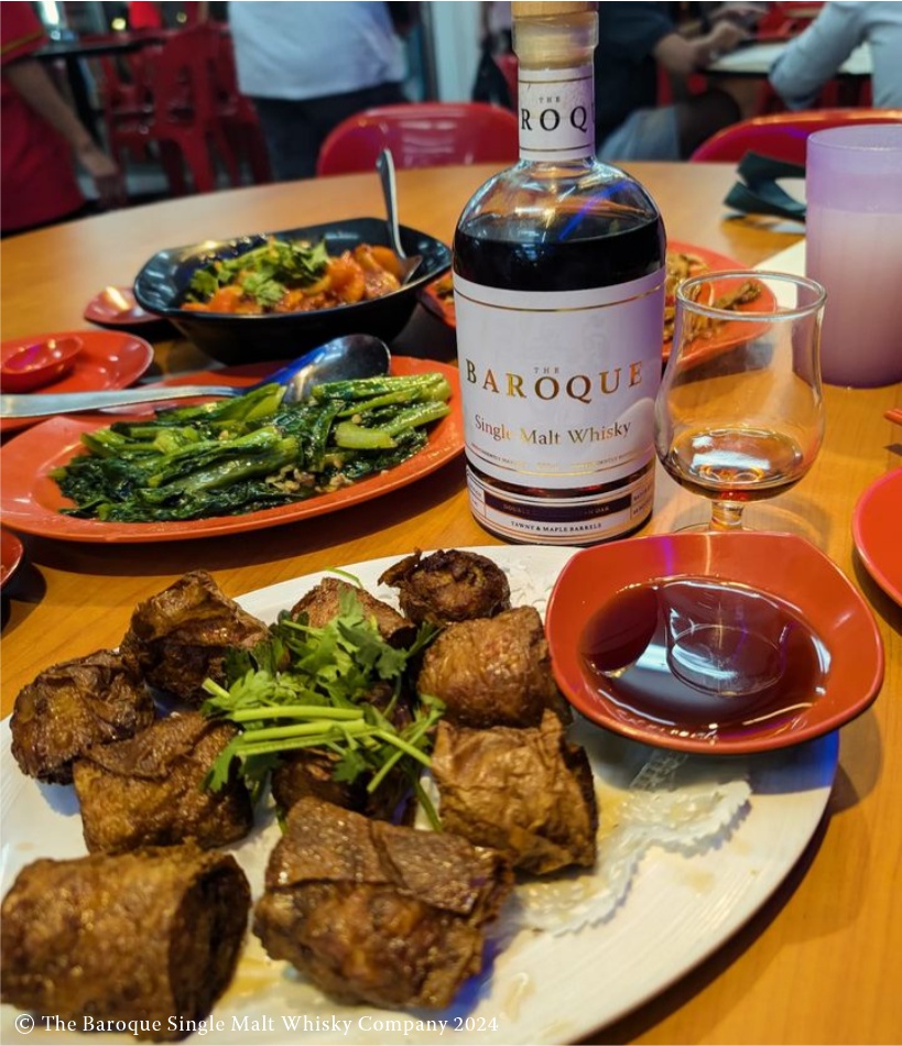 food pairing baroque tawny maple james phang singapore liquid gold club with wok fried shrimp rolls